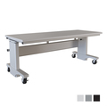 Bostontec Manual Height Adjust Workbench, 30"d X 72"w, 1,200 lb cap, Laminate Top, w/Casters, Matte Platinum AFH3072-FD30C-3M3072 - P